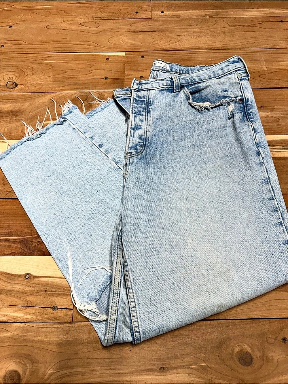 Abercrombie & Fitch The Dad High Rise Straight Leg Jeans Blue Waist 32